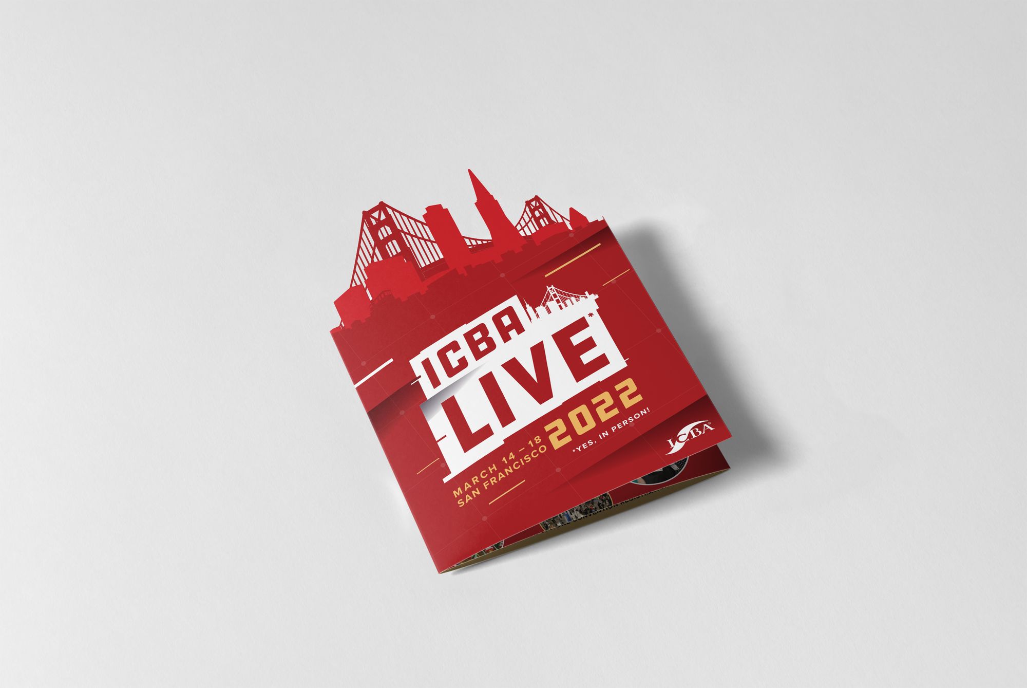 The ICBA LIVE 2022 mailer folded