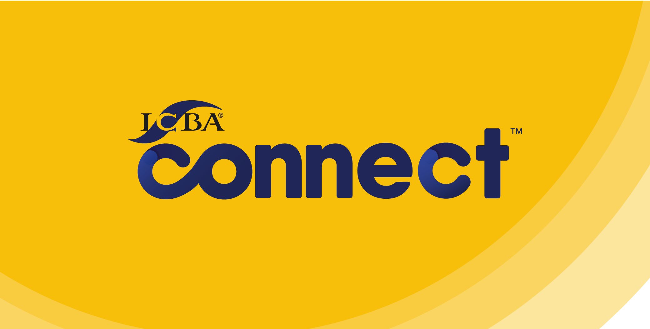 ICBA Connect key visual: the connect wordmark in navy on yellow