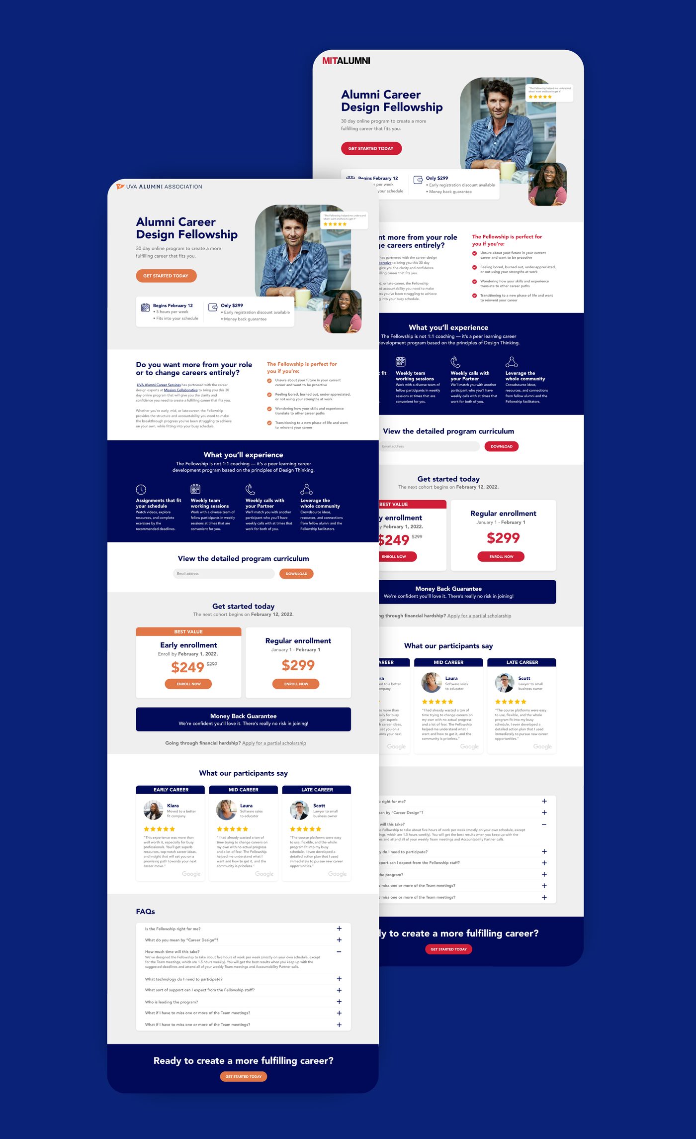 The MIT and UVA fellowship pages, top to bottom