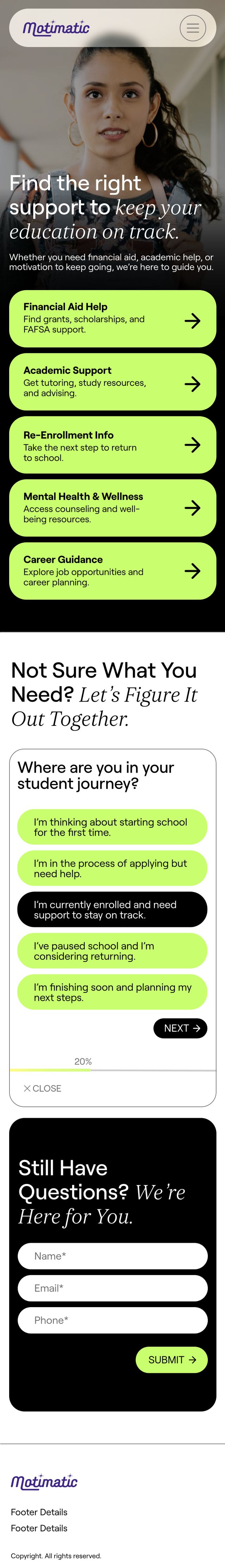 An answer picked: I’m currently enrolled and need support to stay on track