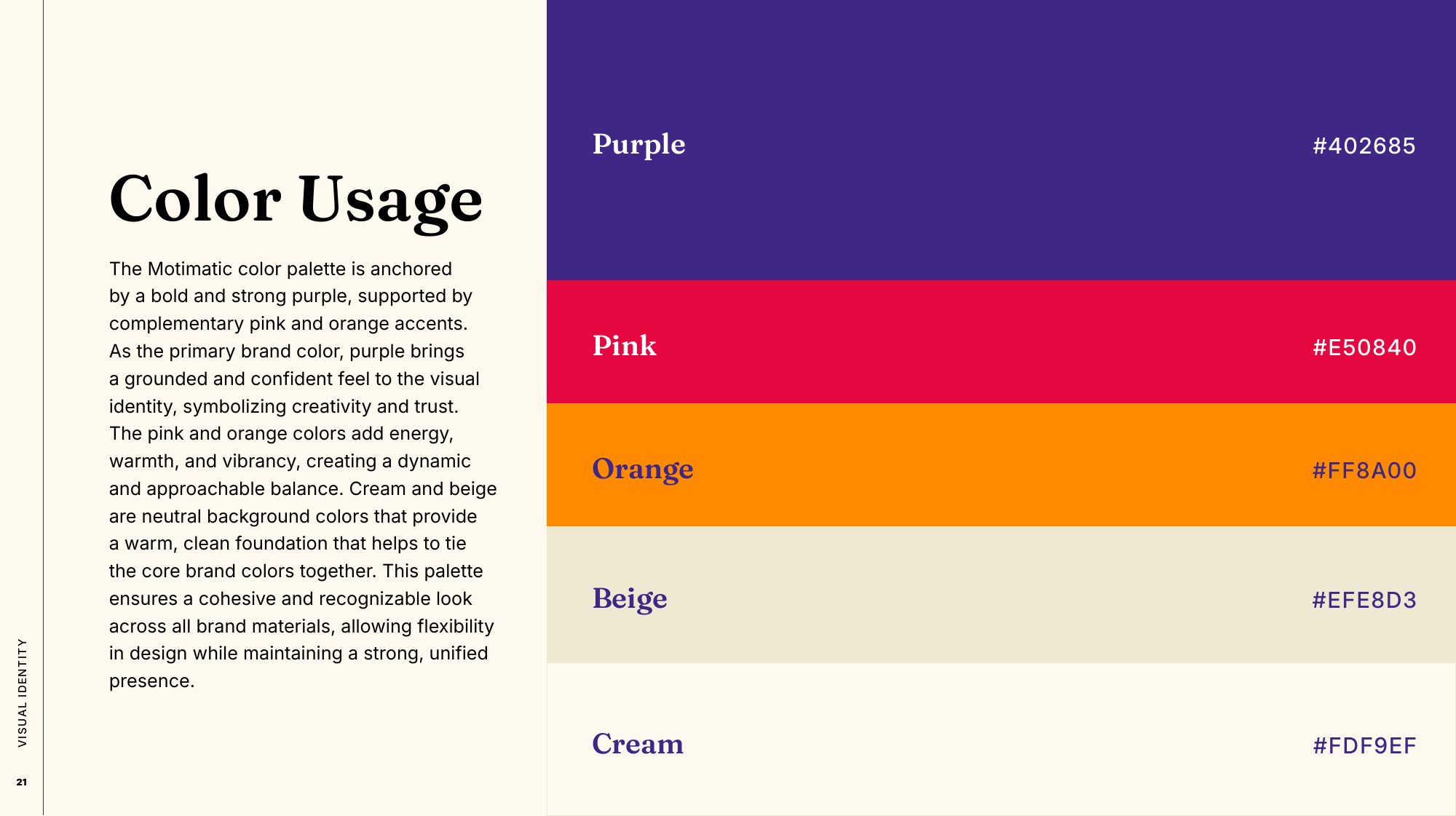 The Motimatic color palette
