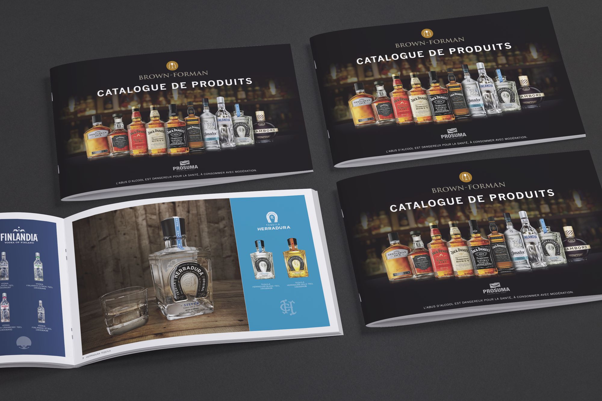 Brown-Forman Catalogue de produits, covers and a spread