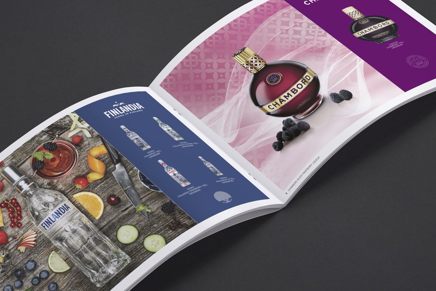 Catalogue spreads for Finlandia and Chambord